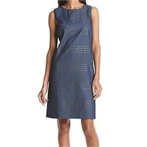 Tommy Hilfiger Shift Dress Chambray Studded Blue Denim